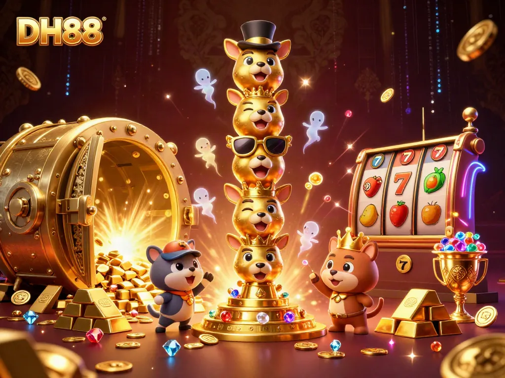 Experience thrilling gameplay with DH88 as vibrant casino elements come alive in this dynamic illustration.