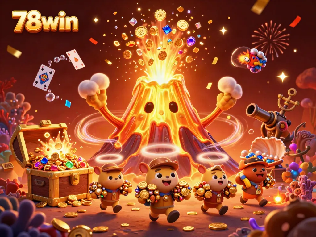 Engage with 78win in this vibrant 3D illustration capturing a thrilling casino adventure.