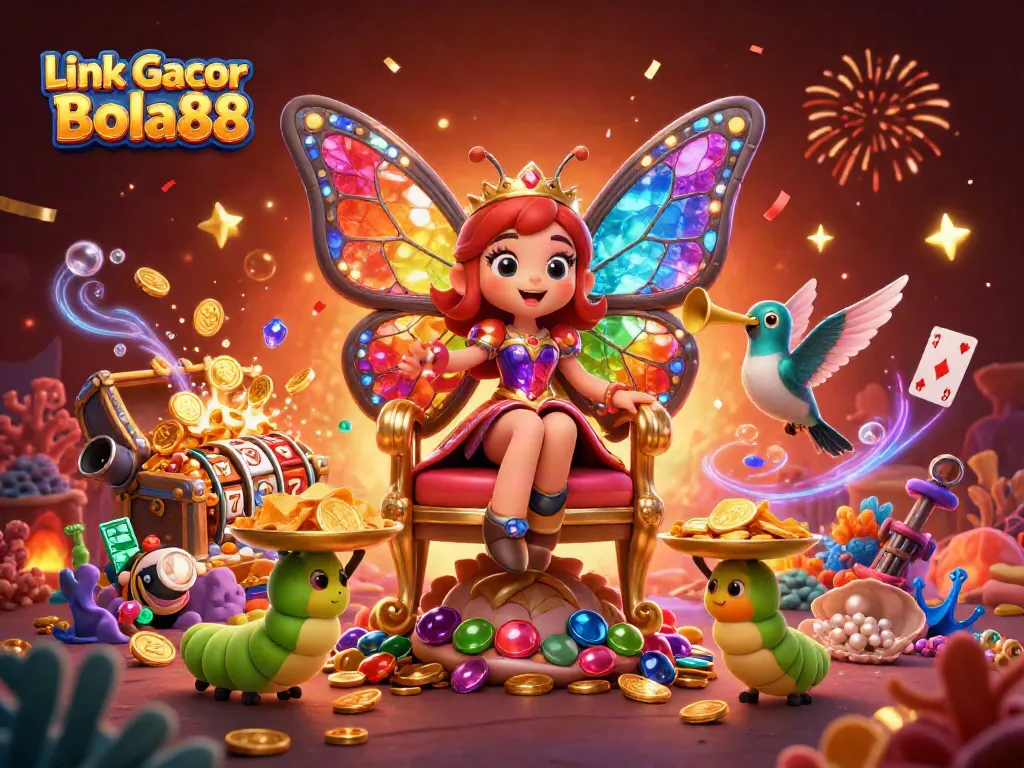 Play exciting games at Link Gacor Bola88 with vibrant characters and rich casino elements.