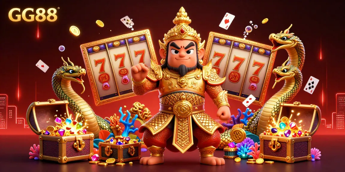 Engage with GG88's vibrant online casino, featuring a guardian and rich gaming elements.