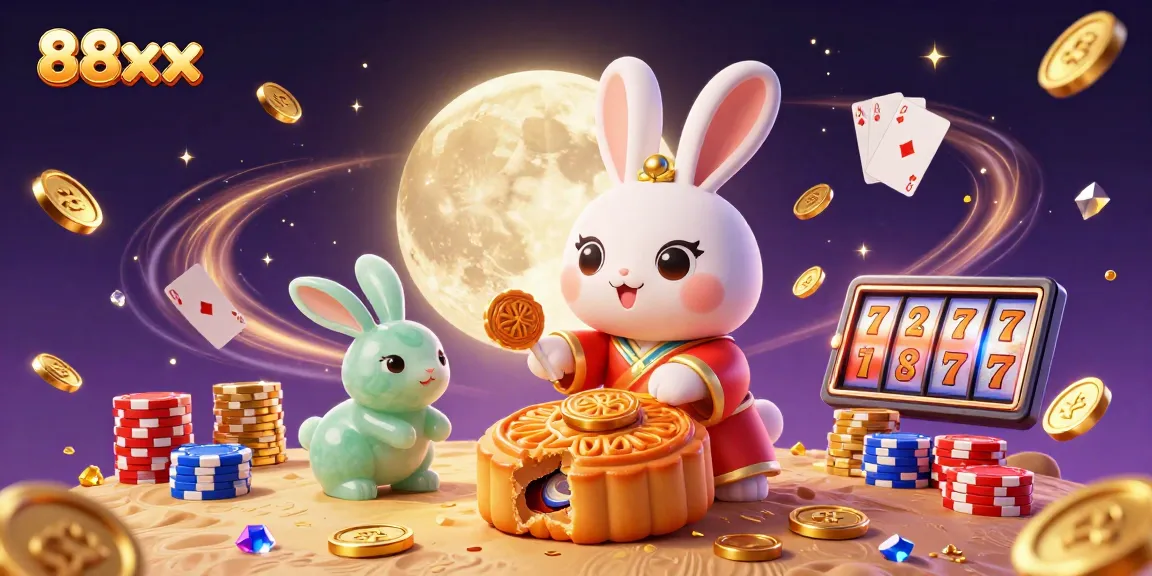 Play games at 88xx and enjoy massive rewards with stunning visual elements as moon rabbits celebrate.