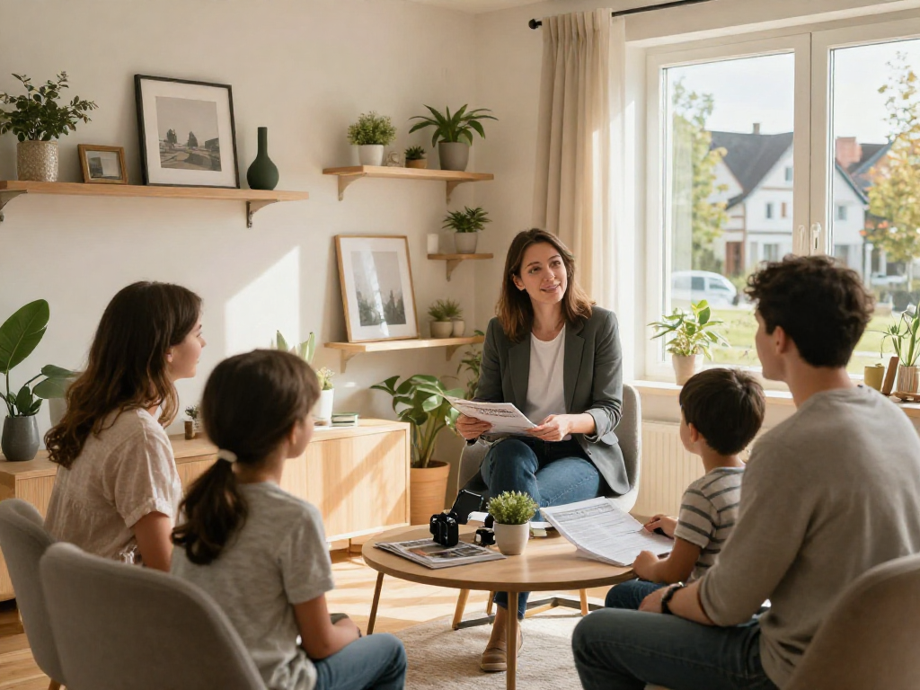 Vertraulicher Immobilienmakler Gießen berät zufriedene Kunden über lokale Dienstleistungen.