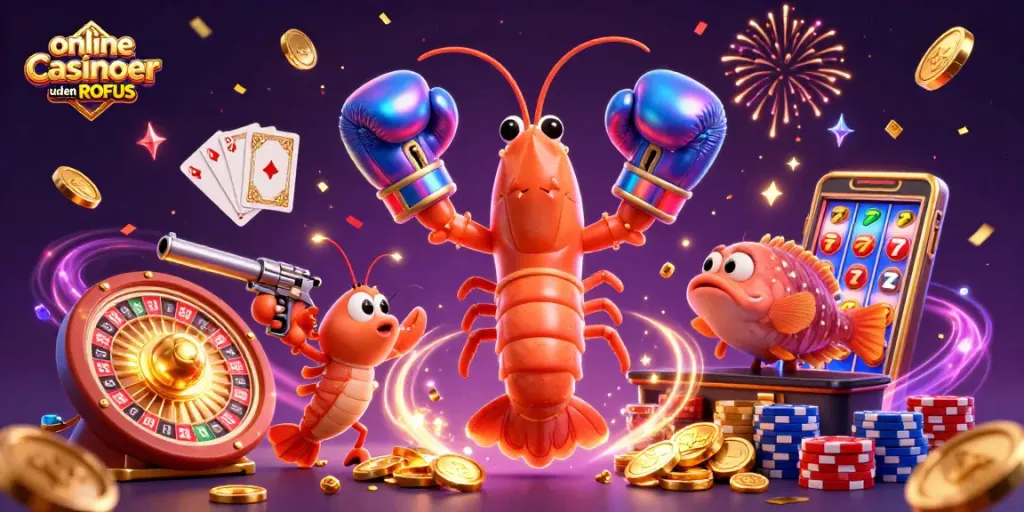 Play at online casinoer uden ROFUS with vibrant 3D characters showcasing excitement and wins