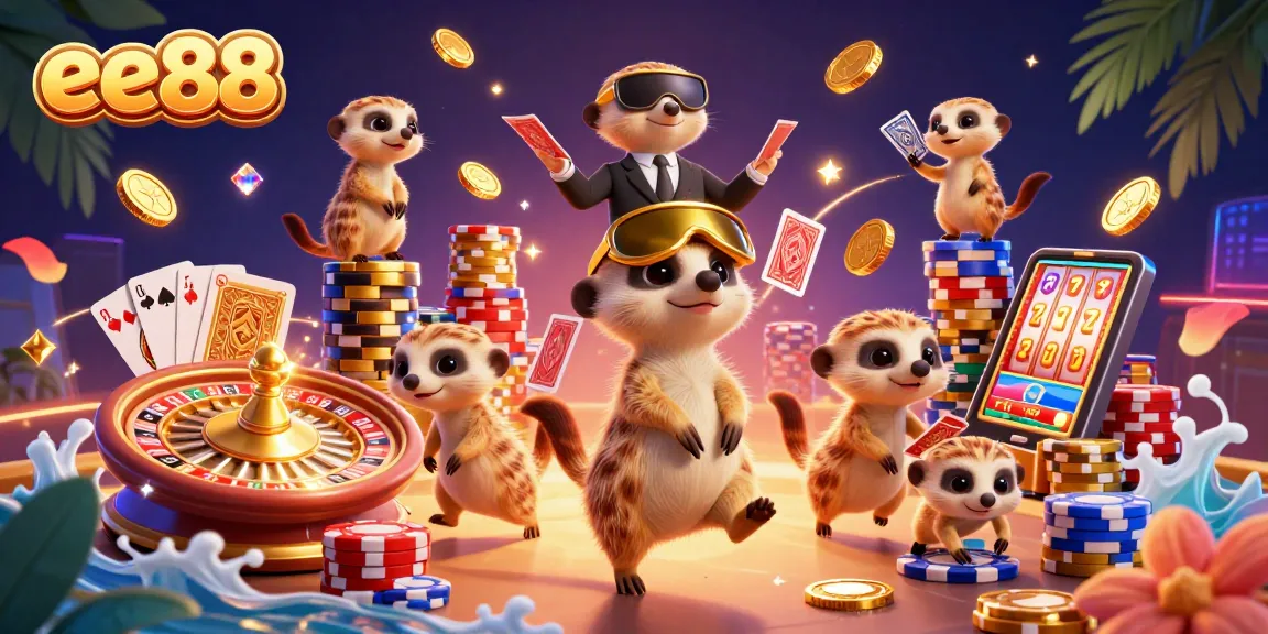 Experience the excitement of ee88 in a vibrant casino scene with meerkats and dynamic game elements