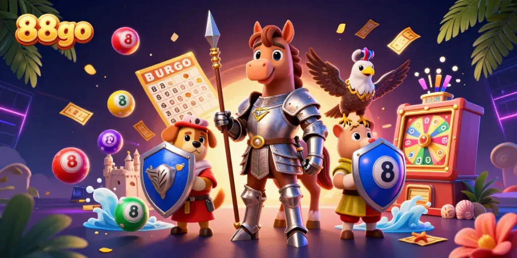 Engage with exciting action on 88go gaming platform featuring dynamic lottery balls and golden bingo cards.