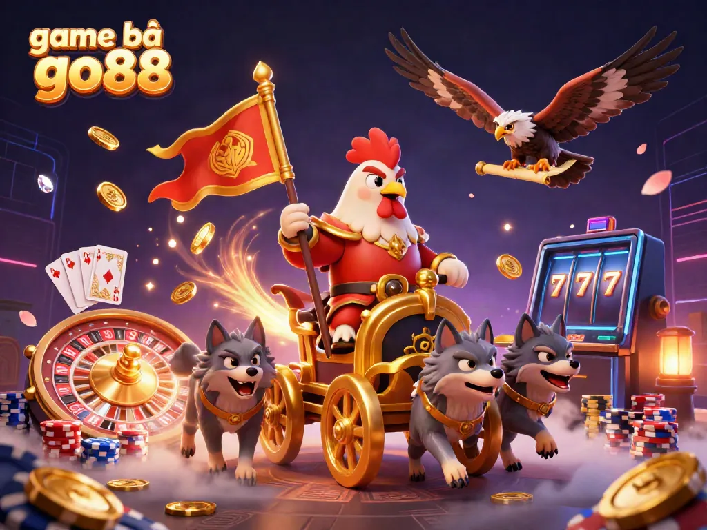 Experience thrilling gaming action with game bài go88 featuring dynamic 3D characters and casino elements.