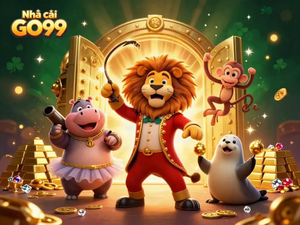 Engage with the vibrant, dynamic scene of Nhà cái GO99 featuring thrilling casino elements and lively characters.