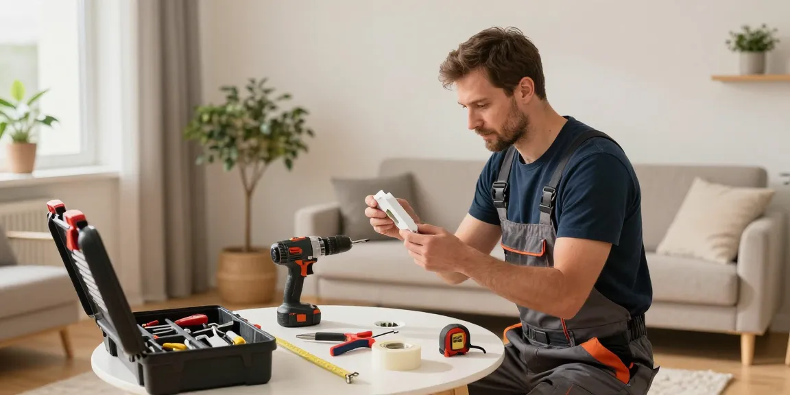 Erfahrener Elektroinstallateur in Essen installiert eine moderne Deckenleuchte in einem Wohnraum.