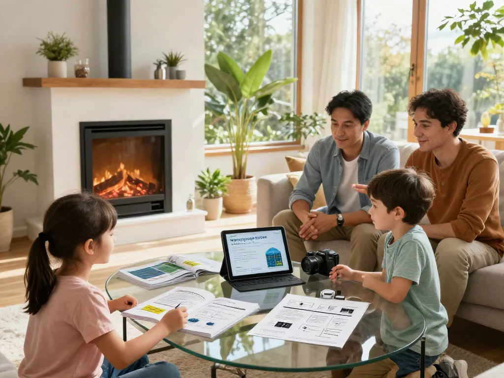 Wärmepumpe Kosten für ein modernes Wohnzimmer mit Familie und Heizlösungen