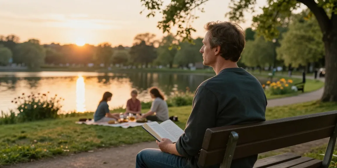 Heino Ferch reflects on his cancer journey by a picturesque lake, embodying hope and resilience during golden hour.