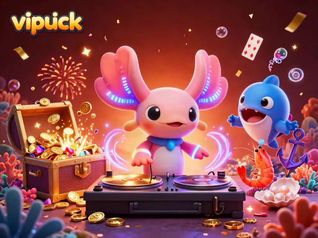 Experience gaming excitement at vipluck with vibrant underwater casino characters and rich elements.