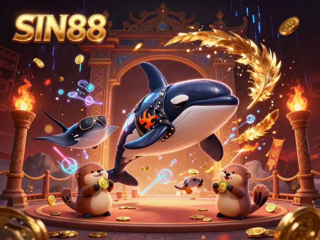 SIN88 captivates with vibrant 3D characters in a dynamic casino scene filled with action and excitement.