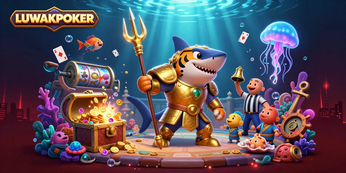 Experience thrilling gameplay with LUWAKPOKER's vibrant slot action in an underwater colosseum.