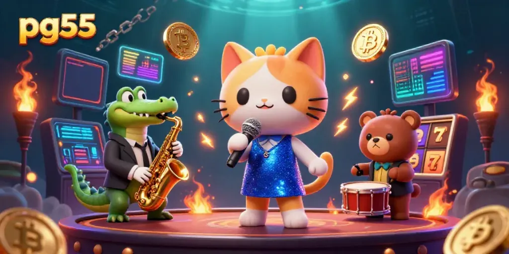 Experience winning moments with pg55 at the lively casino stage featuring vibrant characters and digital assets.