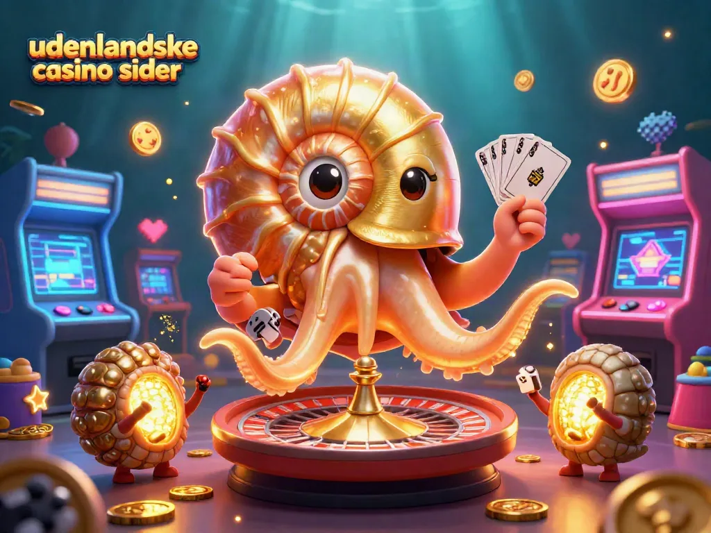 Engage with udenlandske casino sider featuring a giant nautilus roulette wheel amidst vibrant gaming elements.