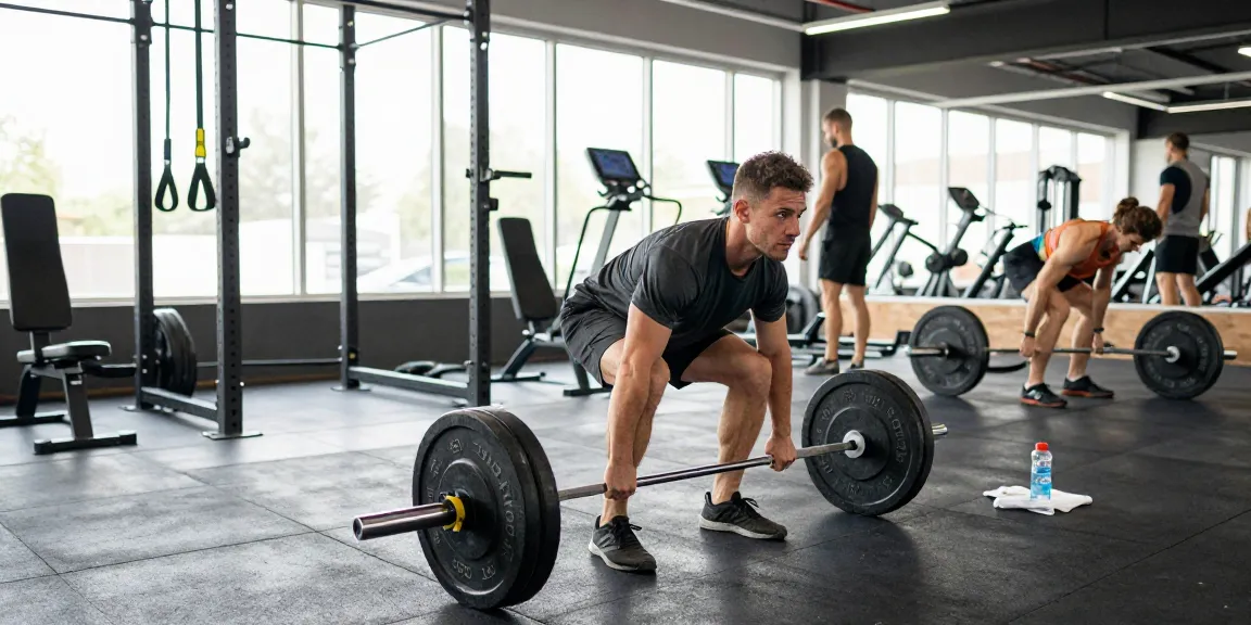 Fokussierter Sportler trainiert im Fitnessstudio und zeigt Stärke und Engagement für Fitness im Anabolika Shop Deutschland.