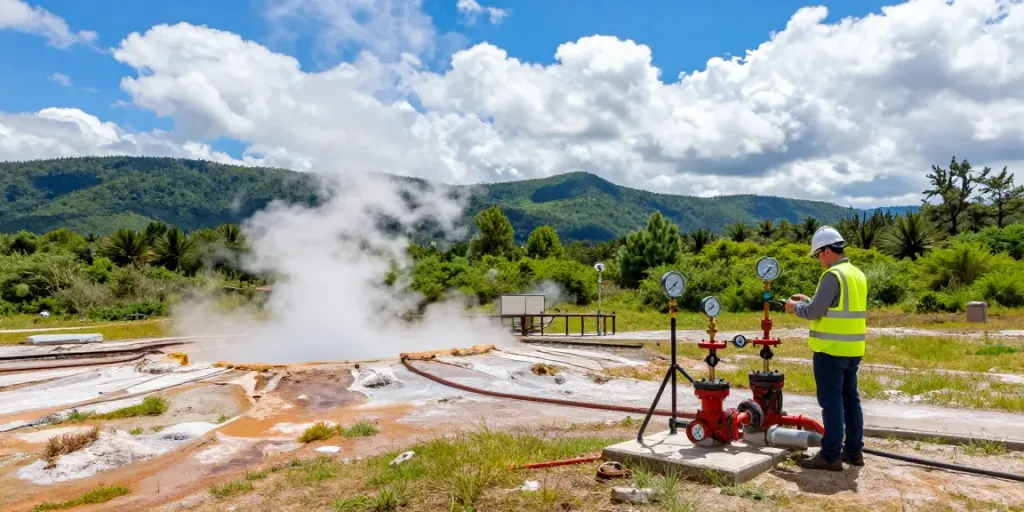 Geothermie-Technologie zur nachhaltigen Energieerzeugung in der Natur.
