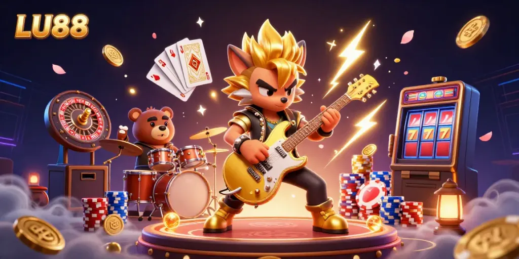 LU88 showcases thrilling gaming experiences with vibrant casino scenes and rich visual detail.
