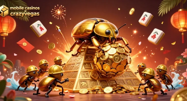 Play and win at mobile casinos at crazyvegas with vibrant 3D gaming visuals and casino symbols.