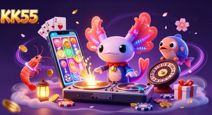 Join the fun at KK55 with vibrant slot games and a dynamic underwater party atmosphere.