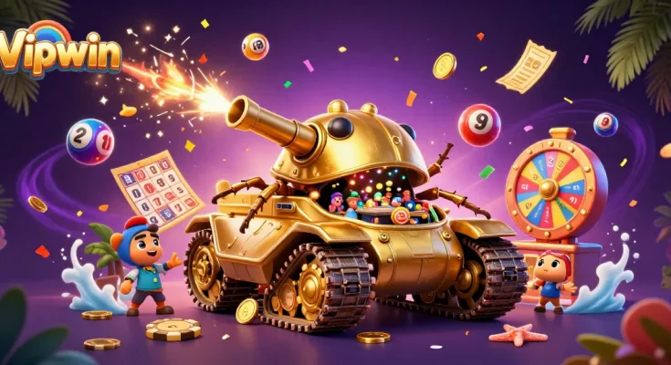 Experience thrilling gameplay at Vipwin with a vibrant 3D casino scene featuring dynamic interactive elements.