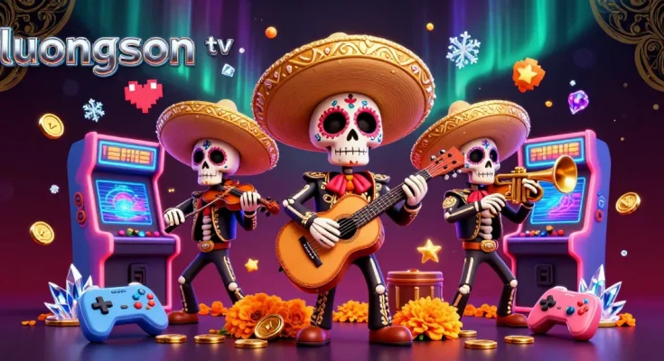 Enjoy exciting gaming action at luongson tv with vibrant 3D scenes of casino elements and engaging characters.