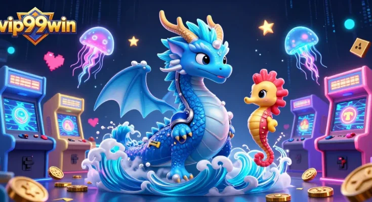 Experience the excitement of gaming with vip99win, featuring vibrant 3D characters and dynamic casino elements.