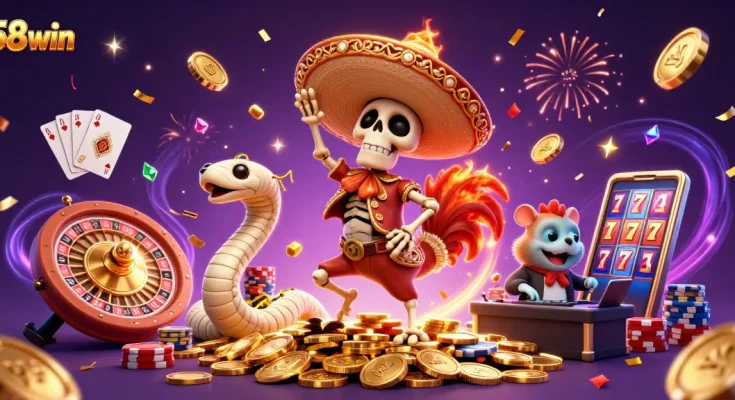 Experience the exhilarating world of gambling with 58win's vibrant celebration of winning moments and exciting gameplay.