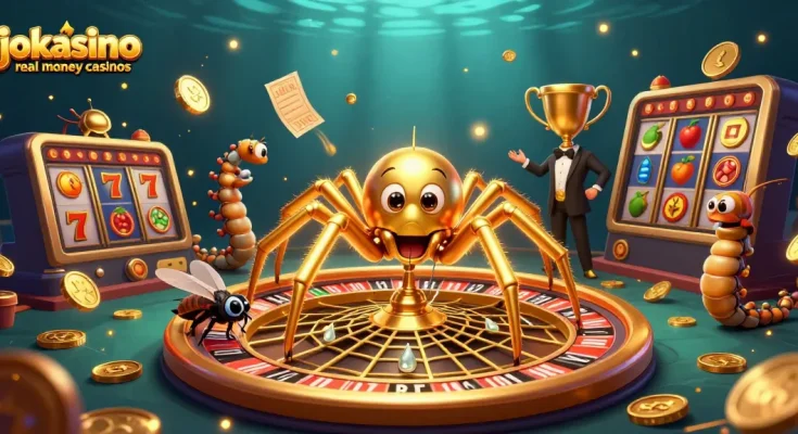 Experience thrills at jokacasino real money casinos with our vibrant roulette-themed illustration.