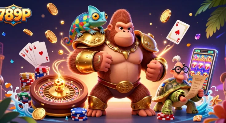 Experience thrilling gaming at 789P with a vibrant casino scene featuring iconic characters and elements.