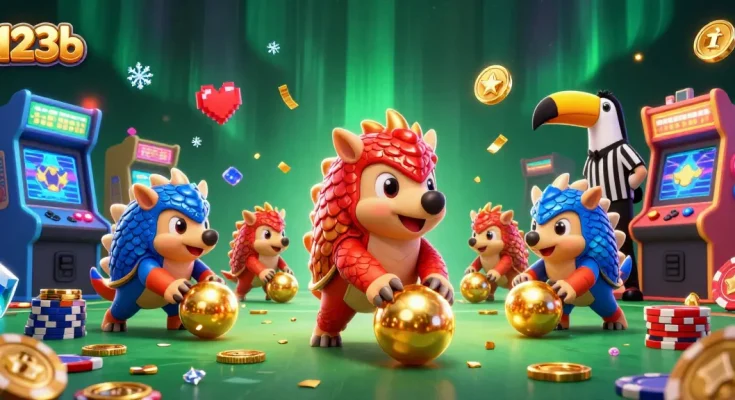 Engage with exciting 123b gameplay illustrated by rival pangolins in an action-packed casino scene.