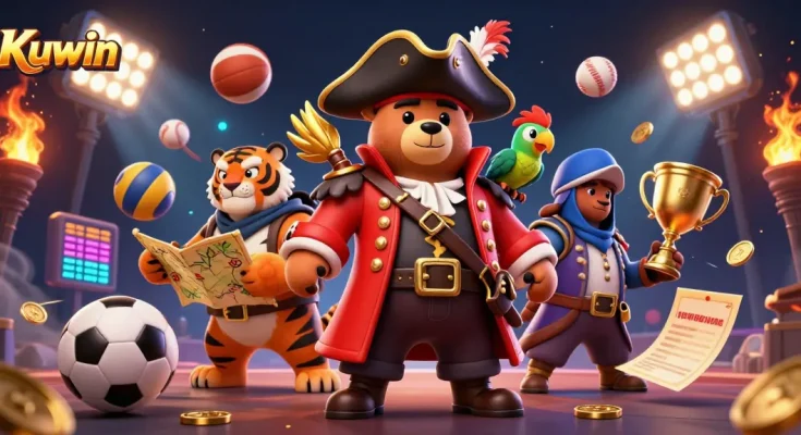 Engage with thrilling Kuwin betting action featuring vibrant characters and dynamic game elements.